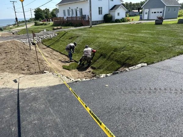 Pose de gazon en rouleaux en bordure de rue – Lévis